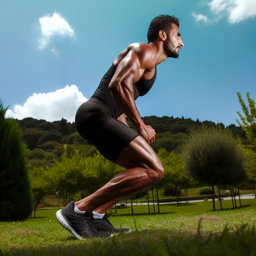 A man wearing compression shorts exercising.