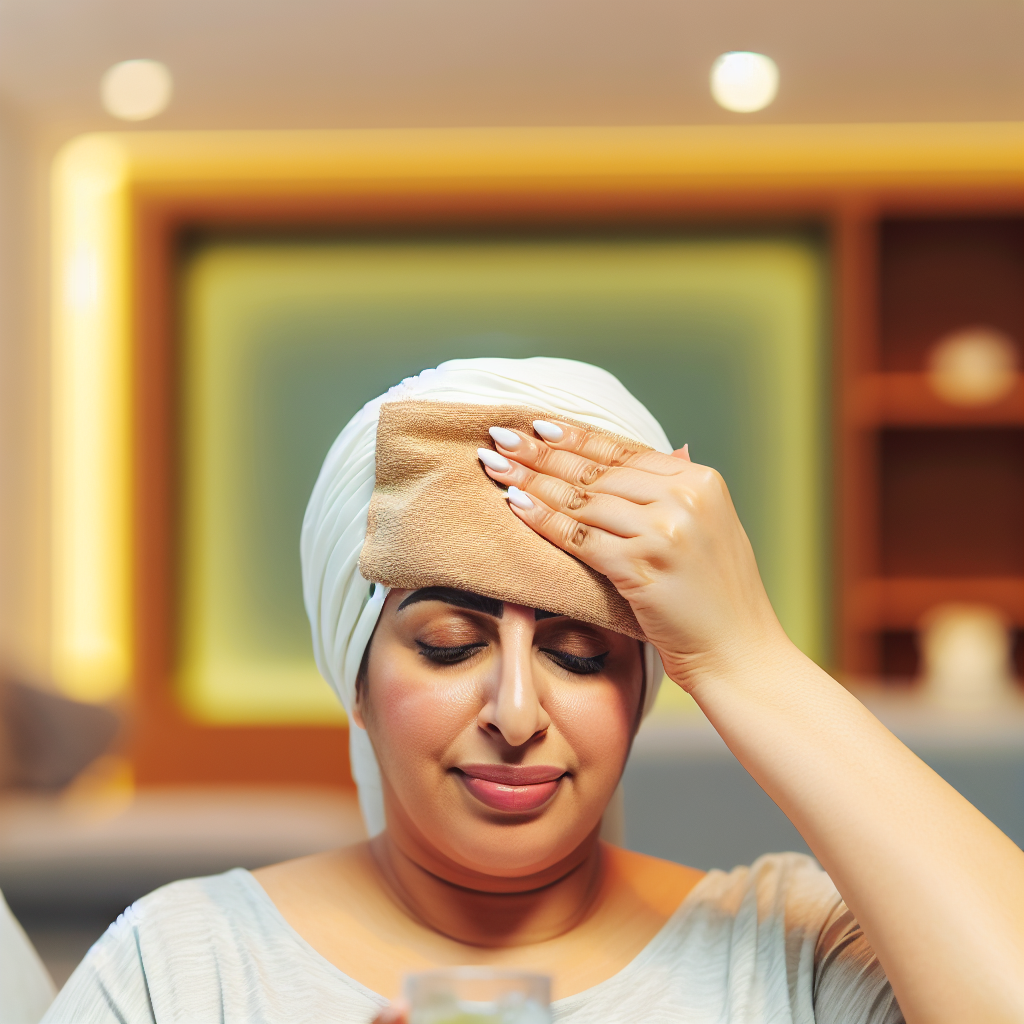 A person applying warm compresses.